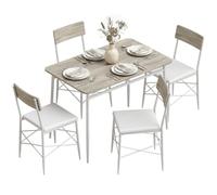 HOMCOM Juego de Mesa y Sillas de Comedor 5 Piezas Roble y Blanco | Mesa de Cocina Rectangular con 4 Sillas Acolchadas, Estilo Moderno, Marco Metálico, Espacios Pequeños, Salón, 106x66x75 cm