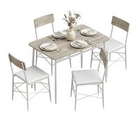 HOMCOM Juego de Mesa y Sillas de Comedor 5 Piezas Sillas Acolchadas Roble Roble