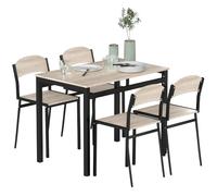 HOMCOM Juego de Mesa y 4 Sillas de Comedor Estilo Moderno Marco Metálico para Espacios Pequeños Negro Negro