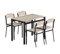 HOMCOM Juego de Mesa y 4 Sillas de Comedor Estilo Moderno Marco Metálico para Espacios Pequeños Negro Negro