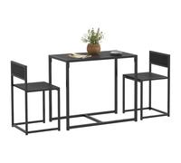 HOMCOM Juego de mesa y sillas para 2 personas, mesa de cocina con sillas, mesa de comedor de 3 piezas con 2 sillas encastrables