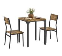 HOMCOM Juego de Mesa y Sillas para 2 Personas, Mesa de Cocina con Sillas, Mesa de Comedor de 3 Piezas con 2 Sillas Encastrables