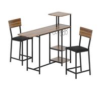 HOMCOM Juego de Mesa y Taburetes de Bar Mesa Alta Cocina Marrón y Negro