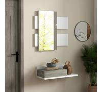 HOMCOM Juego de Muebles de Entrada 75x3,5x75 cm y 75x30,5x20 cm Blanco y Gris Blanco