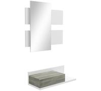 HomCom Juego de muebles de entrada 75x3,5x75 cm y 75x30,5x20 cm Blanco y Gris Blanco