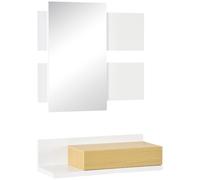 HOMCOM Juego de Muebles de Entrada Recibidor con Espejo y Cajón Estilo Moderno Recibidor Colgante para Pasillo 75x4x70 cm y 75x29x20 cm Blanco