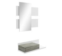 HomCom Juego de muebles de entrada 75x3,5x75 cm y 75x30,5x20 cm Blanco y Gris Blanco