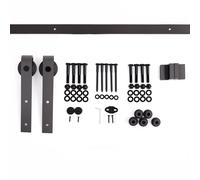 HOMCOM Kit de Herraje para Puerta Corredera de Madera 200 cm Accesorios Guía de Riel Acero al Carbono Carga 90 kg Marrón Aosom España