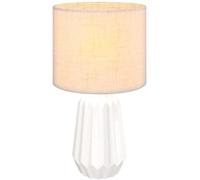 HOMCOM Lámpara de Mesa con Base de Cerámica E27 40W Blanco y Beige