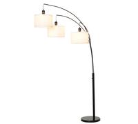 HOMCOM Lámpara de Pie 3 Luces y Brazos Flexibles Base de Mármol Altura 205cm Aosom España