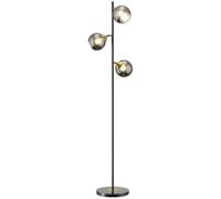 HOMCOM Lampara de pie salon en metal con 3 pantallas globales metal cromado 40W Ø 36 x 162H cm negro y gris Aosom España