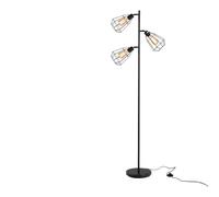 HOMCOM Lampara de pie diseño industrial 3 bombillas máx 40 W pantalla jaula metal Negro Aosom España