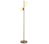 HOMCOM Lámpara de pie diseño lámpara de pie para sala de estar neoretro 2 cabezas bola máx 40 W metal dorado Aosom España