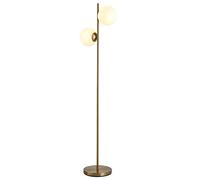 HOMCOM Lámpara de pie Lámpara de pie Pantalla de cristal de 2 piezas, acero+vidrio, 39 x 28 x 165cm (Dorado+Blanco)