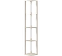 HOMCOM Lámpara de pie LED, estantería de esquina, regulable, 4 estantes, luz cálida, 41x30x164cm, Roble Aosom España