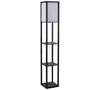 HOMCOM Lámpara de Pie Moderna con 3 Estantes de Almacenaje para Bombilla E27 40W para Salón Dormitorio 26x26x160 cm Negro y Blanco Aosom España