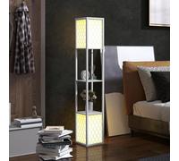 HOMCOM Lámpara de Pie Moderna con Estantes Casquillo E27 40 W Blanco