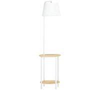 HOMCOM Lámpara de Pie Moderna con Mesas Casquillo E27 40W 43x39,5x162 cm Blanco Blanco