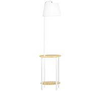 HomCom Lámpara de pie moderna con mesas Casquillo E27 40W 43x39,5x162 cm Blanco