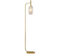 HOMCOM Lámpara de Pie para Salón 153 cm con Pantalla de Cristal Texturado, Interruptor de Pie, Base E27 para Bombillas LED o Halógenas, Metal, Dorado