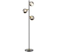 HOMCOM Lampara de pie salon en metal con 3 pantallas globales metal cromado 40W Ø 36 x 162H cm negro y gris Aosom España