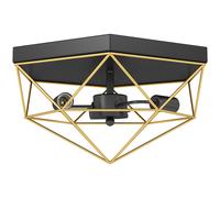 HOMCOM Lámpara de Techo Estilo Industrial Geométrica con 3 Bases E27 para Bombillas LED, Negro y Oro Aosom España