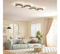 HOMCOM Lámpara de Techo Regulable con 4 Focos 1500 lm 38 W Negro y Dorado | Plafón LED, Mando a Distancia, Modos de Escena, 3000 K-6500 K, Salón Dormitorio Comedor Oficina