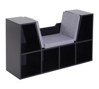 HOMCOM Library 2 1 Banco con cojines para asiento, estantería cúbica con 6 compartimentos abiertos y 2 niveles, mueble de almacenamiento para salón, dormitorio, escritorio, 102x30x61 cm, Negro
