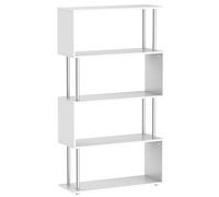 HOMCOM Libreria 80x30x145cm Madera y Metal Muebles Oficina Estanteria Estante Blanco