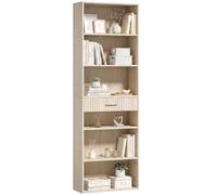 HOMCOM librería Alta de 7 Niveles con Cubos y cajón, estantería Independiente de 60 x 24 x 182 cm, Ahorra Espacio para Estudio, despacho y salón, Efecto Madera de Roble