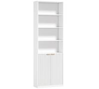 HOMCOM Librería Alta y Estrecha de 6 Niveles con 4 Compartimentos Abiertos Estante Ajustable Cierres Magnéticos Blanco Aosom España
