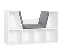 HOMCOM Librería con Asiento 6 Cubos Multiusos 102x30x61cm Blanco y Gris