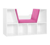 HOMCOM Librería con Asiento Multiusos 6 Cubos 102x30x61cm Blanco y Rosa