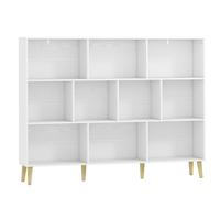 HOMCOM Librería de 3 Niveles con 10 Cubos Patas de Madera Maciza 140x24x107 cm Blanco Aosom España