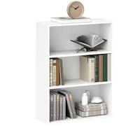 HOMCOM Librería de 3 Niveles Estantería de Libros con 2 Estantes Ajustables para Sala de Estar Oficina Dormitorio 60x24x80 cm Blanco