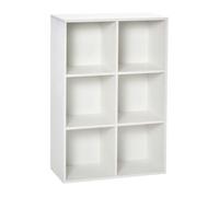 Homcom librería de 3 niveles, estantería para libros con 6 cubos de almacenaje, para sala de estar, dormitorio, estudio, oficina, 65,5x30x97,5 cm, blanco