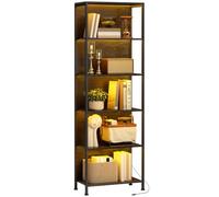 HOMCOM Librería de 5 Niveles con Luces LED para Estudio 60x30x179 cm Negro | 7 Colores, Estantería para Libros, Estantería Industrial, Marco de Acero, para Salón, Dormitorio, Oficina