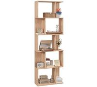 HOMCOM Librería de 5 Niveles en Forma de S 60x24x184,5 cm Natural