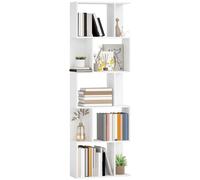 HOMCOM Librería de 5 Niveles, Estantería para Libros en Forma de S con 10 Estantes, para Sala de Estar, Dormitorio, Estudio, Oficina, 60x24x184,5 cm, Blanco BLANCO