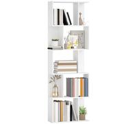 HOMCOM Librería de 5 Niveles, Estantería para Libros en Forma de S con 10 Estantes, para Sala de Estar, Dormitorio, Estudio, Oficina, 60x24x184,5 cm, Blanco