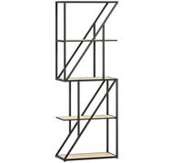 HOMCOM Librería de 5 Niveles Estantería para Libros Industrial con Estantes Abiertos y Marco de Acero 60x30x165 cm Roble