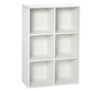 HOMCOM Librería de Madera Blanca de 3 Niveles con 6 Compartimentos para Libros Estantería Estante en Salón Dormitorio Oficina 65,5x30x97,5 cm Aosom España