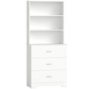 HOMCOM Librería de pared con 3 estantes abiertos y 3 cajones, en madera, 79x39.5x182.2 cm, Blanco Aosom España