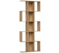 HOMCOM Librería en Forma de S de 5 Niveles para Salón Dormitorio Estudio Oficina 80x24x200 cm Roble
