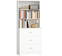 HOMCOM Librería, estantería de 6 niveles, mueble de almacenaje con 3 cajones y 3 estantes abiertos, estilo moderno, para salón, escritorio, dormitorio, 79x39,5 x cm, Blanco