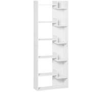 HOMCOM Librería, estantería de almacenamiento de 6 niveles, librería alta, estantería moderna, diseño irregular, para salón, dormitorio, escritorio, 60x21x162,5 cm, Blanco