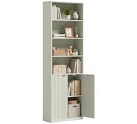 HOMCOM librería Estrecha de 6 Niveles con Armario, estantería Alta Independiente con Estante Ajustable, 60 x 24 x 182 cm, Verde Claro