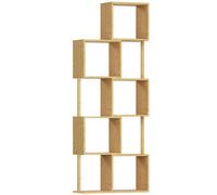 HOMCOM Librería Moderna Asimétrica de 5 Niveles en Bambú, 62.5 x 23 x 165 cm, Color Madera Natural Aosom España