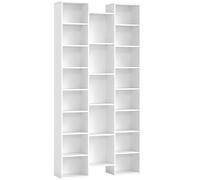 HOMCOM Librería Moderna de Madera Alta 181 cm con 21 Compartimentos y 10 Baldas Ajustables, Blanco Aosom España