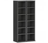 HOMCOM Lote de 2 estanterías columna armario de almacenamiento CD-DVD 12 compartimentos 21 x 22,5 x 88,5 cm capacidad 204 CD negro Aosom España